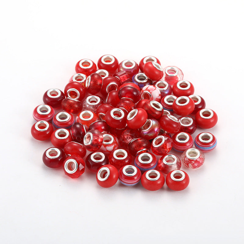 Resin Spacer Beads 9x14mm Multi-Color Textured 100pcs 3
