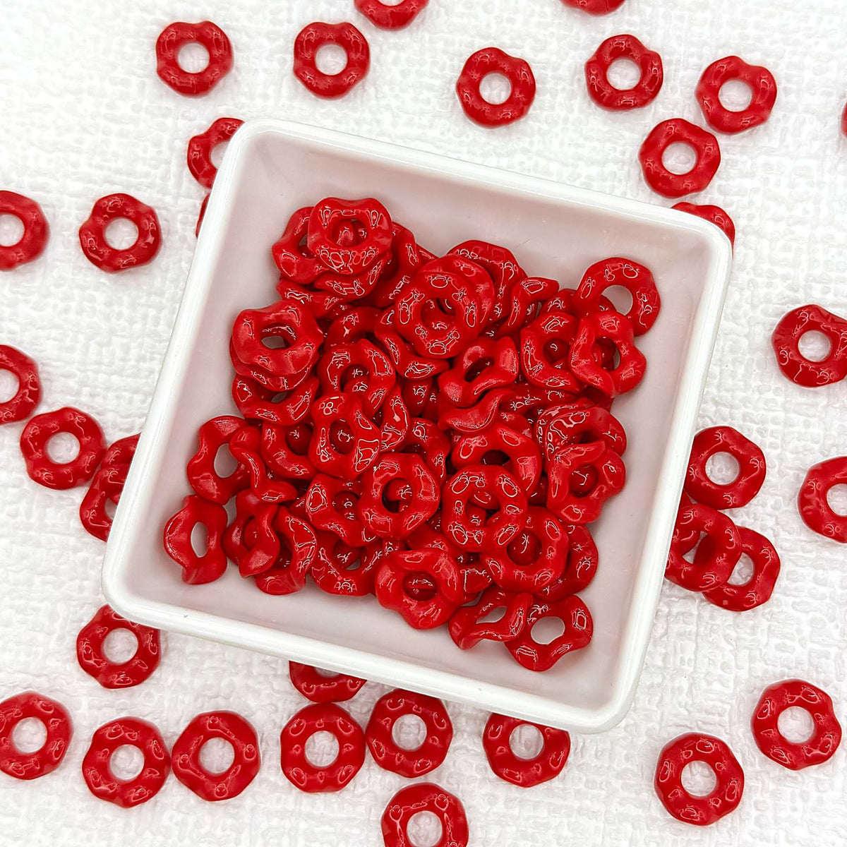 Acrylic Wavy Spacer Beads 12mm Baking Painted Colorful 50pcs - Red