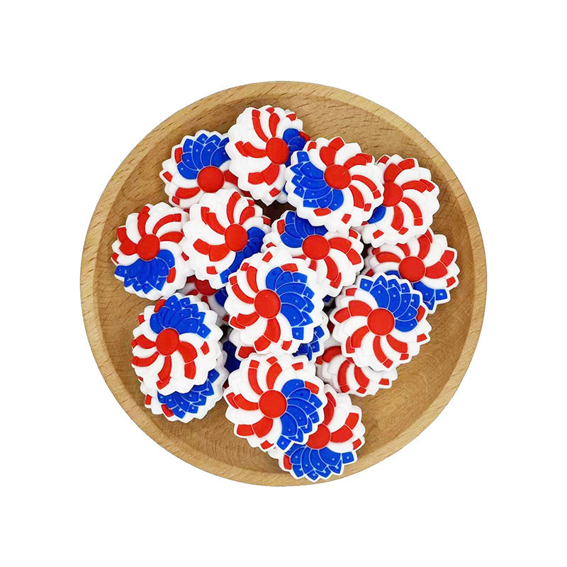 Silicone Focal Beads American Flower Pinwheel Star Accents 20pcs 2
