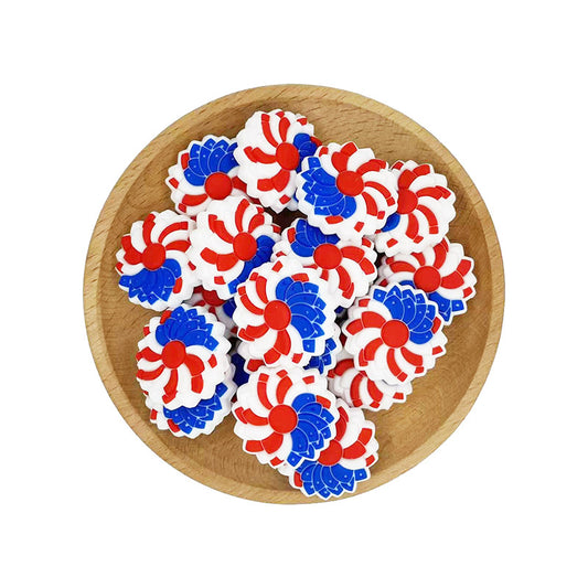 Silicone Focal Beads American Flower Pinwheel Star Accents 20pcs 2