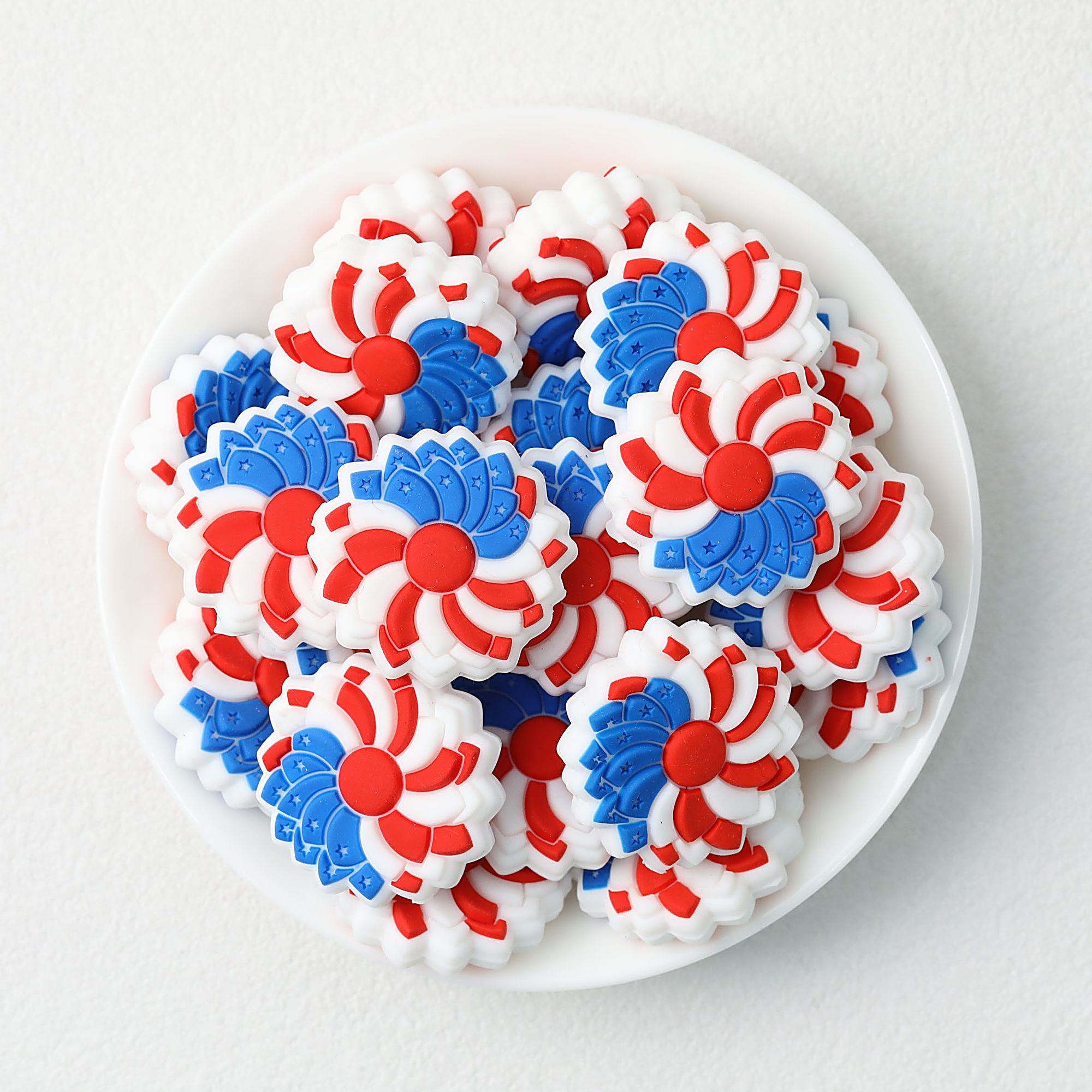 Independence Day Sunflower Silicone Focal Beads 20pcs