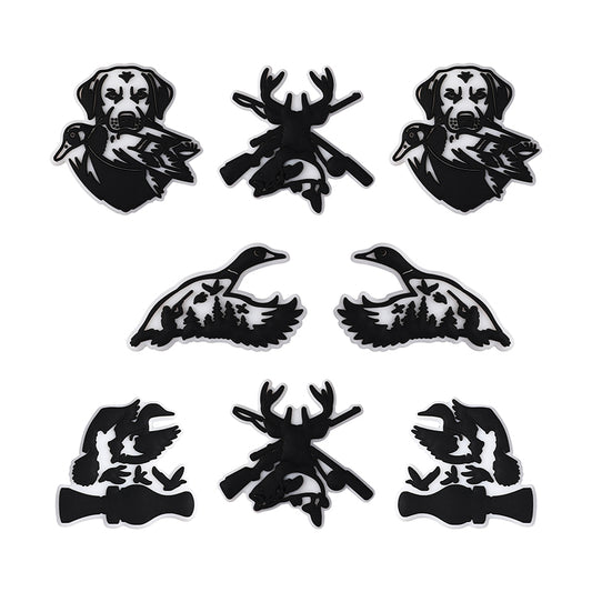 Silicone Focal Beads Hunting Season Black and White Wildlife Silhouettes 20pcs