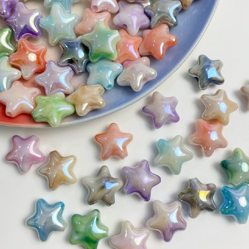 UV Finish Gradient Star Acrylic Beads 22x10mm Multicolor Pastel 50pcs 2