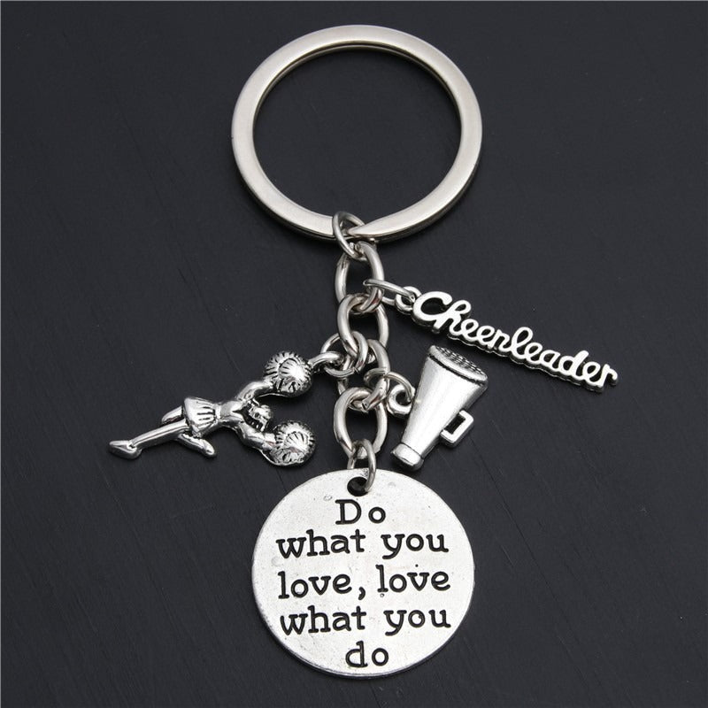 Alloy Cheerleader Keychain Silver Tone Sporty Mid Kick Charm 2