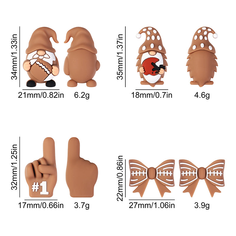 Silicone 3D Focal Beads Rugby Foam Finger Number One Holding Rugby Ball 20pcs 9