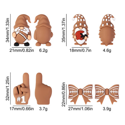 Silicone 3D Focal Beads Rugby Foam Finger Number One Holding Rugby Ball 20pcs 9