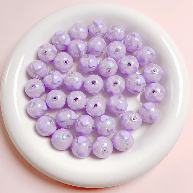 Candy Heart Acrylic Beads 16mm Glossy Colorful 10pcs 8