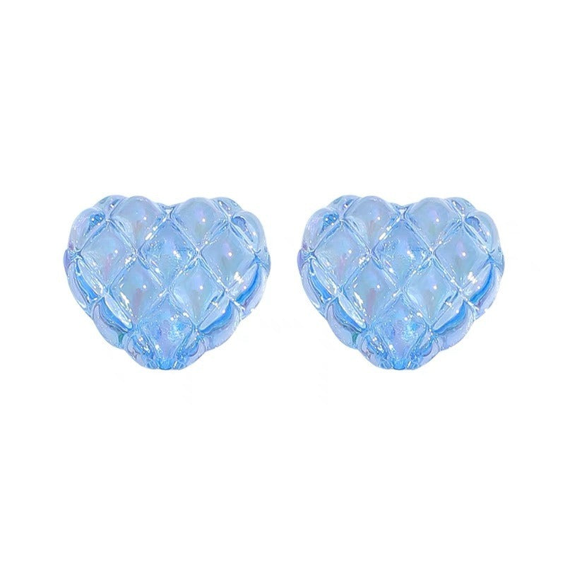 Transparent Heart Acrylic Beads 18x20mm Quilted Pastel 10pcs 5