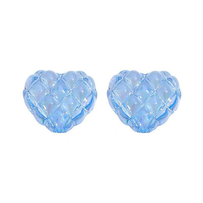 Transparent Heart Acrylic Beads 18x20mm Quilted Pastel 10pcs 5