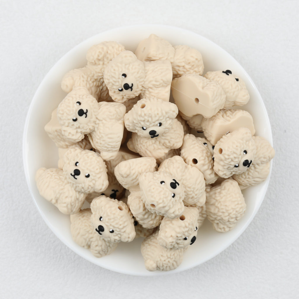 3D Puppy Silicone Focal Beads Cute Multi Color 20pcs 4