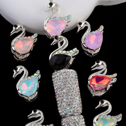 24mm Alloy Swan Crystal Rhinestone Beads 2pcs 3