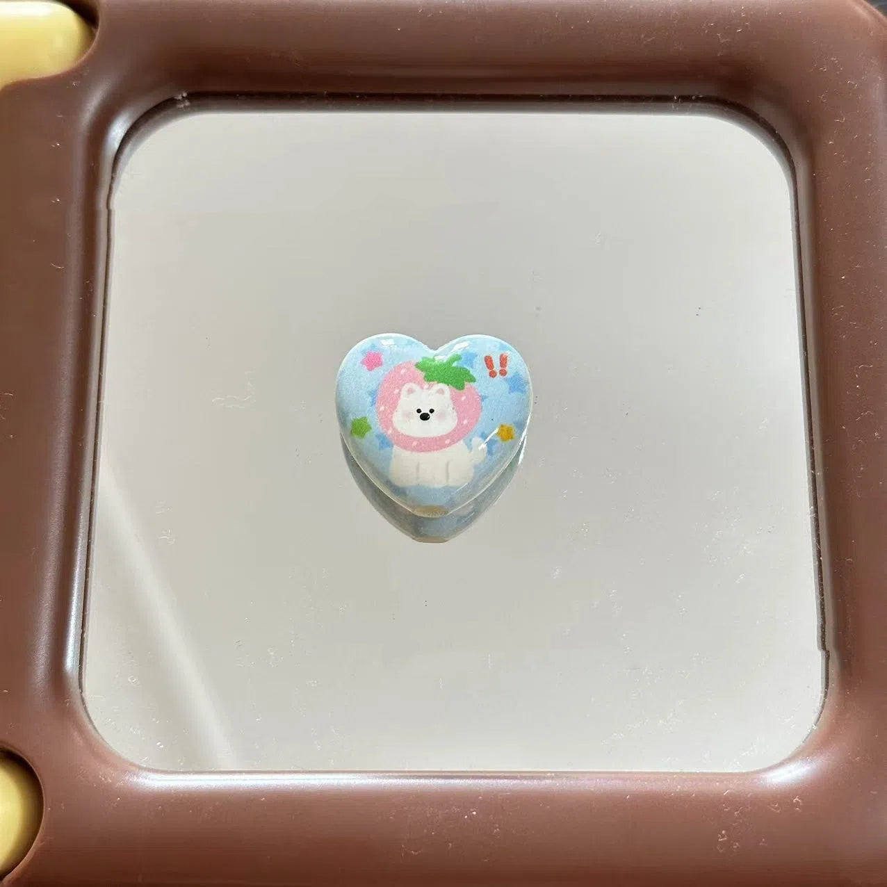 Painted Heart Acrylic Beads 25mm Westie Wearing Fruit Headgear 10pcs 3