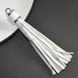 Silver PU Leather Tassel Keychain Metallic 9cm Length - 30 Marble