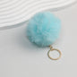 Pom Pom Keychain Plush Violet Faux Fur Ball Gold Ring 8cm