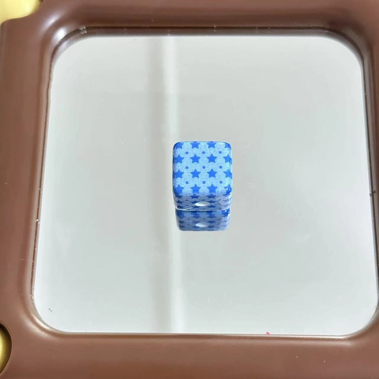 Fresh Denim Blue Star and Flower Printed Acrylic Square Beads 16mm 10pcs 5