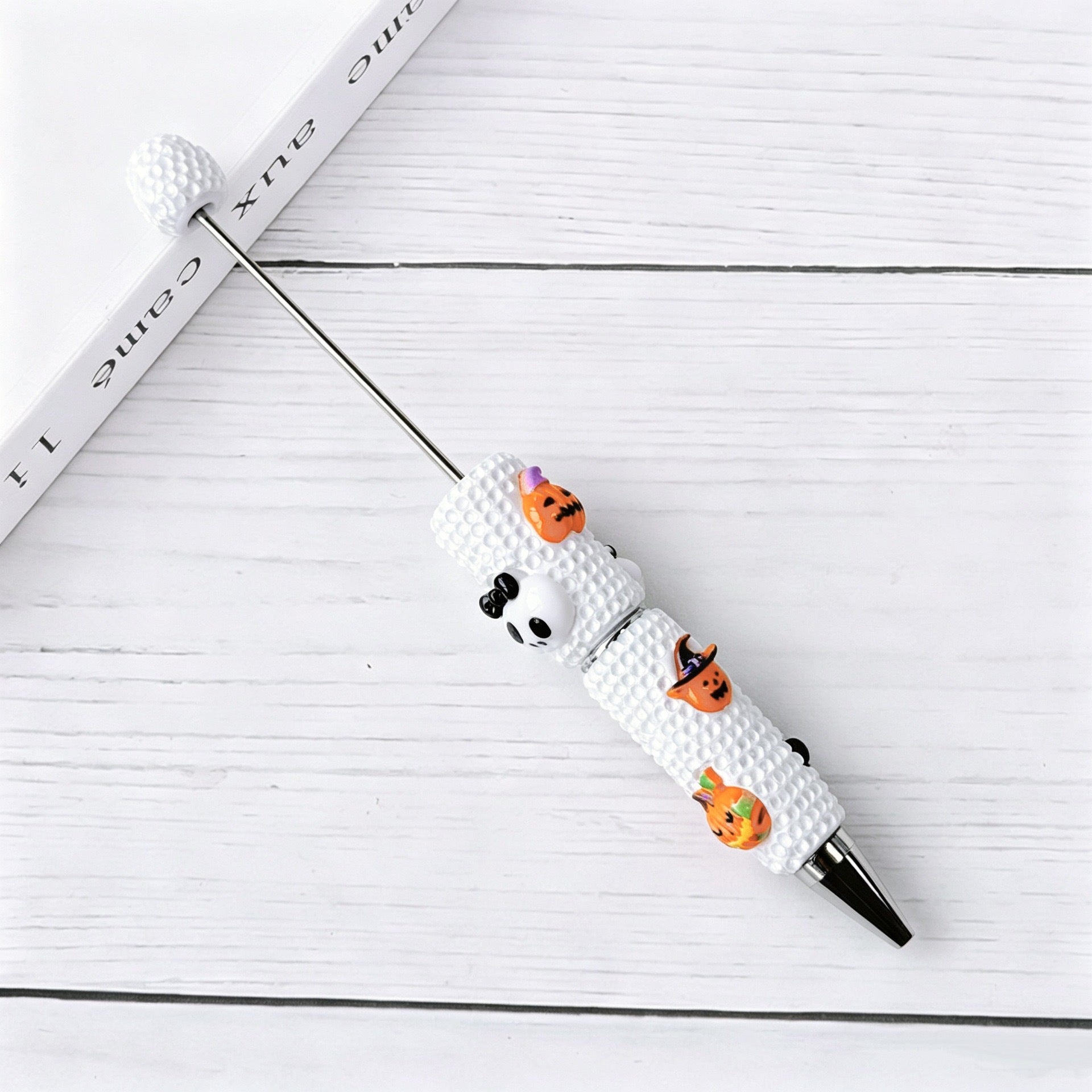 Beadable Halloween Pen with Pumpkin Ghost and Skull Designs 12