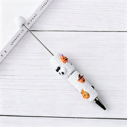 Beadable Halloween Pen with Pumpkin Ghost and Skull Designs 12