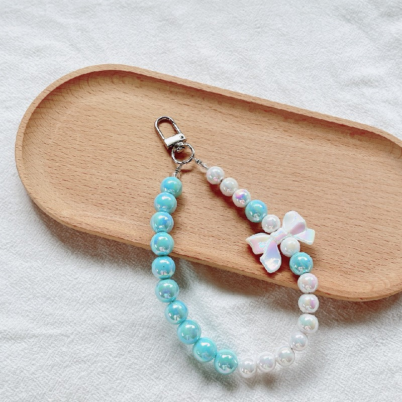Acrylic Beaded Bow Keychain Colorful Glossy Pearl Accents 9