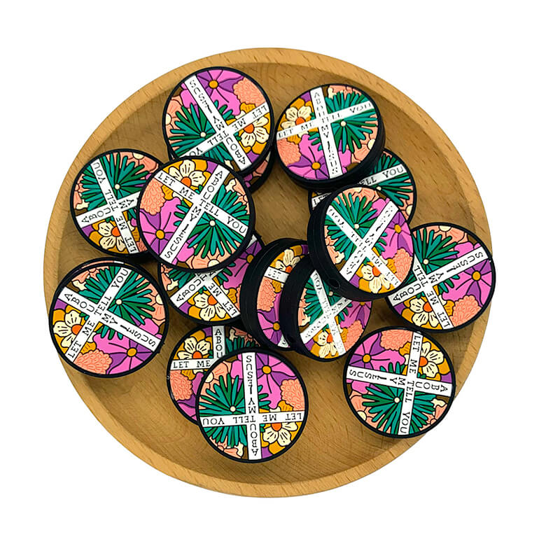 Silicone Focal Beads Jesus Cross Text Circle Badge 2