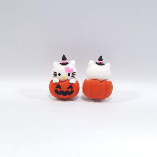 Silicone 3D Focal Beads Pumpkin Cat Jack O Lantern Witch Hat 20pcs