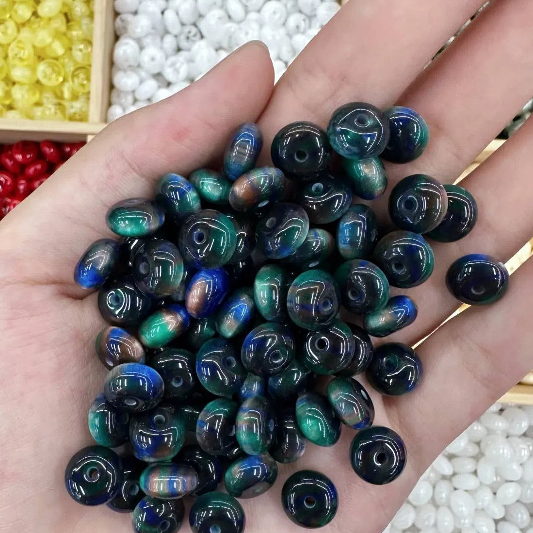 Resin Spacer Beads 10mm Oil Painting Texture 60pcs 2