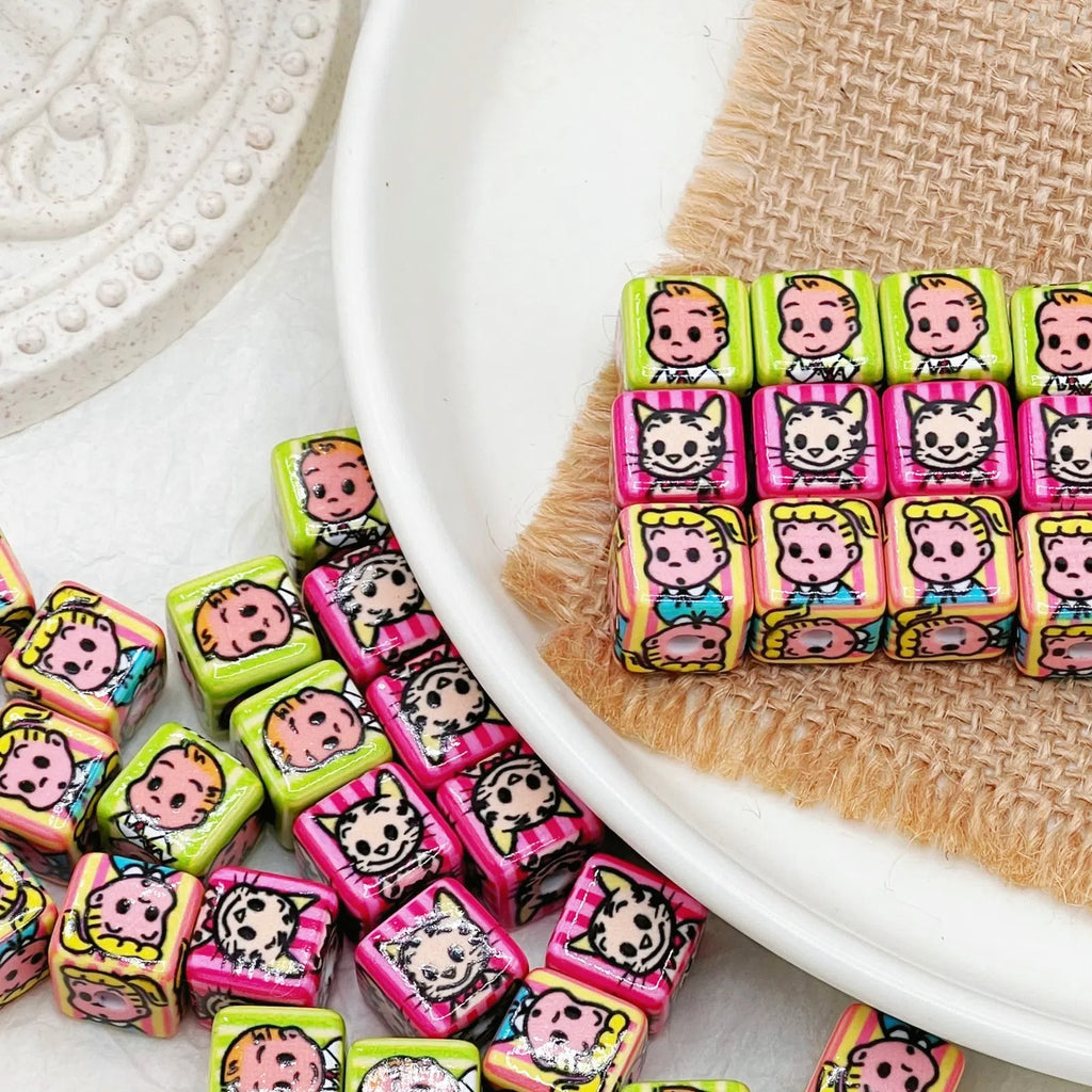 Osamu Harada Series Square Acrylic Beads 14mm Pattern 10pcs