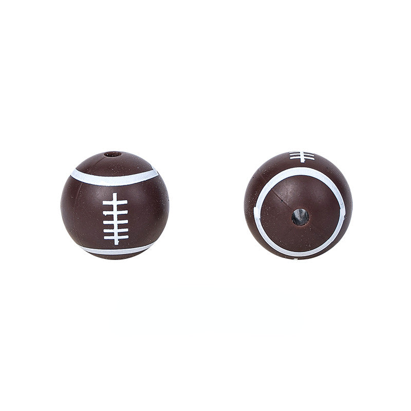 15mm Silicone Beads Sports Ball Printed Soccer Football Volleyball 10pcs 12