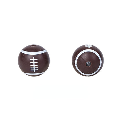 15mm Silicone Beads Sports Ball Printed Soccer Football Volleyball 10pcs 12
