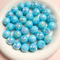 UV Finish Acrylic Plaid Round Beads 16mm Glossy Colorful 10pcs 15