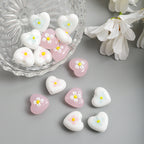 Heart Shape Flower Glass Beads 16mm 10pcs