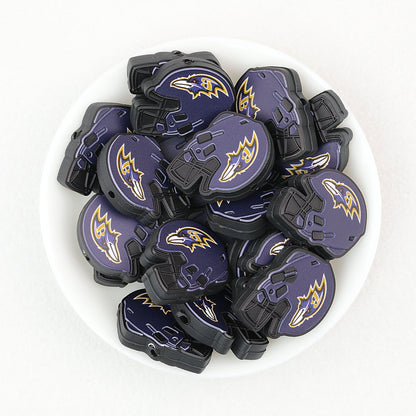 NFL Teams Helmet Silicone Focal Beads Printed Designs 20pcs - Baltimore Ravens
