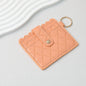 PU Card Holder Keychain Multi Patterned - D2 Rhombus Peach