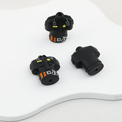 Police Uniform 3D Silicone Focal Beads Blue Black 20pcs - Black