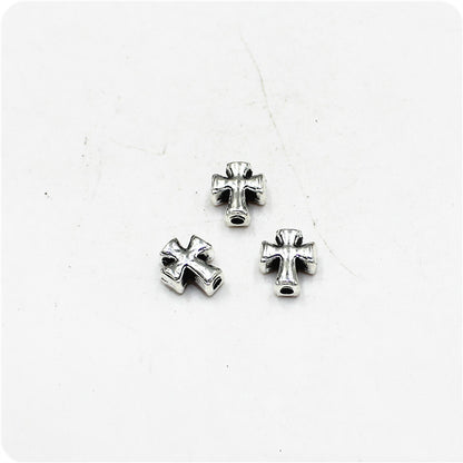 Cross Metal Beads 9mm Antique Silver Tone Alloy 50pcs 2