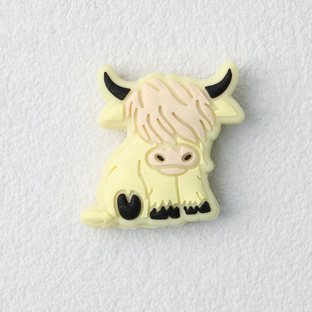 Highland Cow Silicone Focal Beads Colorful 20pcs - Cream Yellow