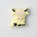 Highland Cow Silicone Focal Beads Colorful 20pcs - Cream Yellow