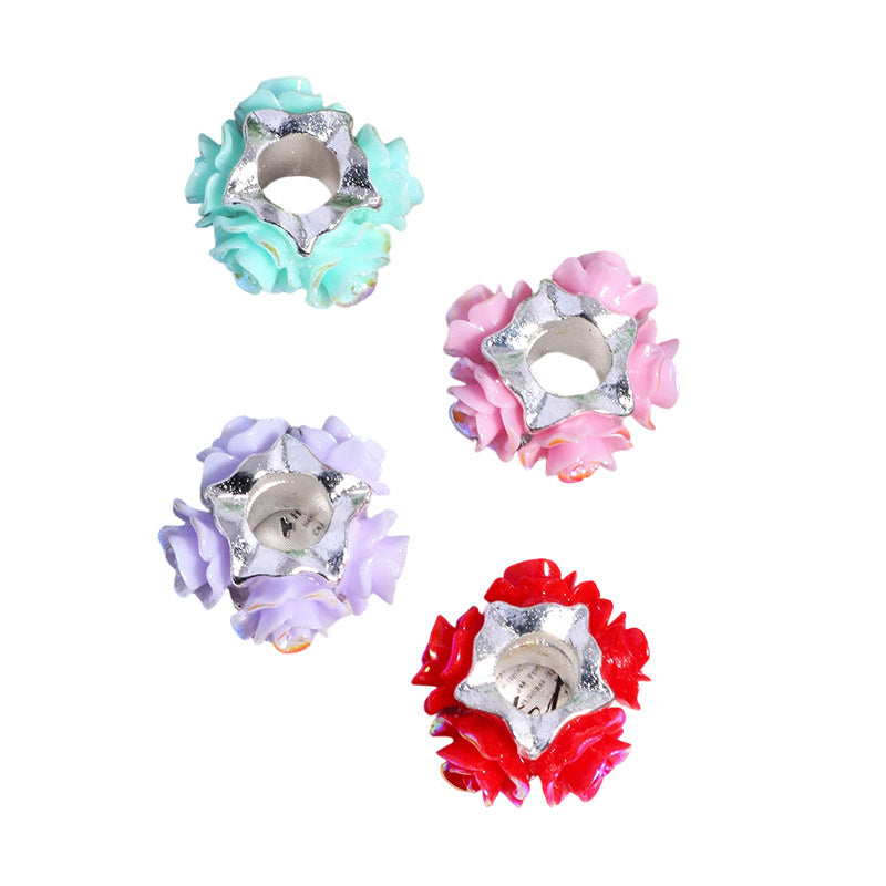 Rose Design 16mm Alloy Spacer Beads 10pcs 5