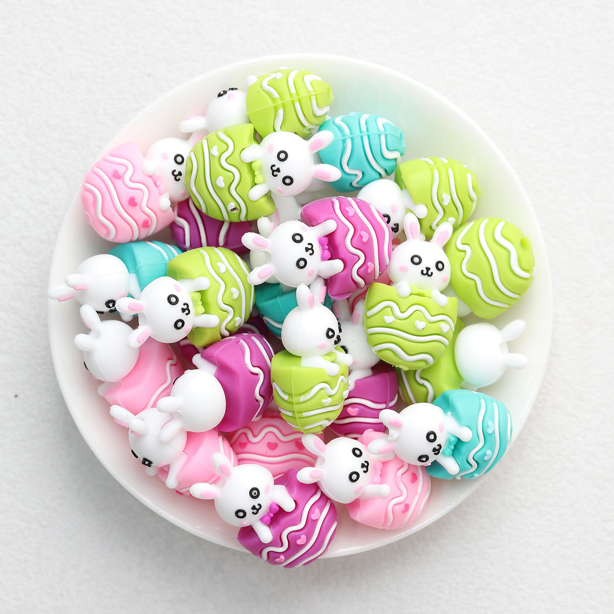3D Easter Egg Bunny Silicone Focal Beads 20Pcs  2