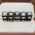 Black Plaid Puppy Square Acrylic Beads 14mm 10pcs 2