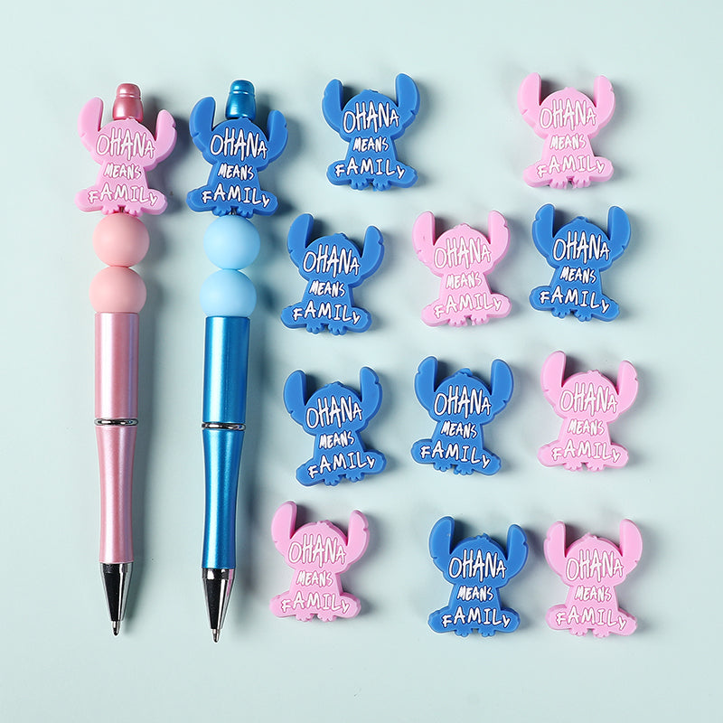Silicone Focal Beads Stitch Character Front View 20pcs 9