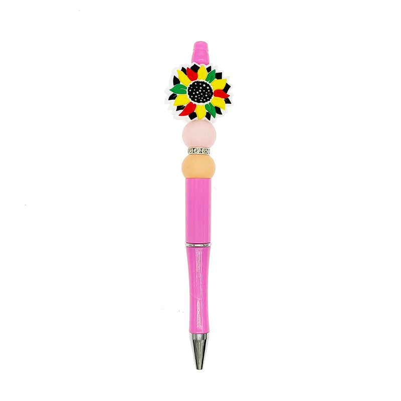 Silicone Focal Beads Sunflower Bright Petals Colorful Ring 20pcs 3