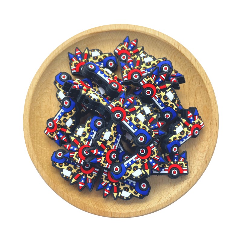 Silicone Focal Beads Independence Day US Car Patriotic Pickup Truck 20pcs 2