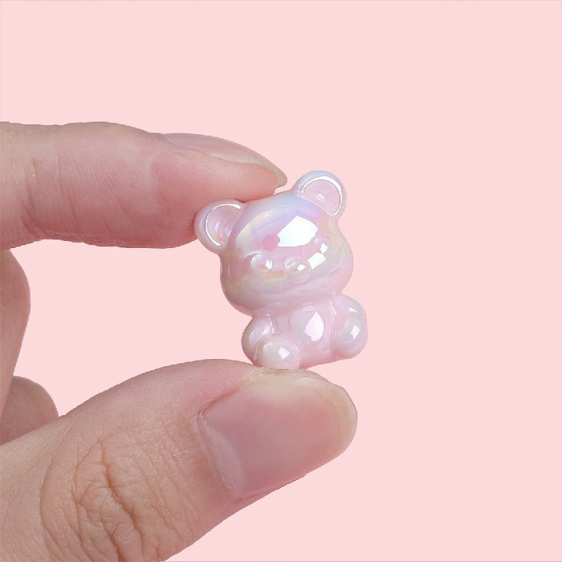 Glossy Little Bear Acrylic Beads 17x21mm Iridescent Pastel 8pcs 3