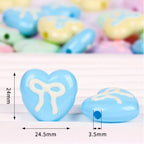 Hand Painted Heart & Star Acrylic Beads 24mm Glossy Pastel 10pcs 2