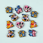 Silicone Focal Beads Disney Mickey Minnie Pooh Bear Heart 20pcs 5