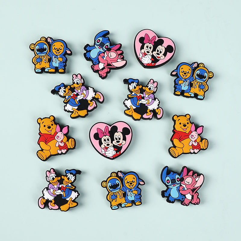 Silicone Focal Beads Disney Mickey Minnie Pooh Bear Heart 20pcs 5