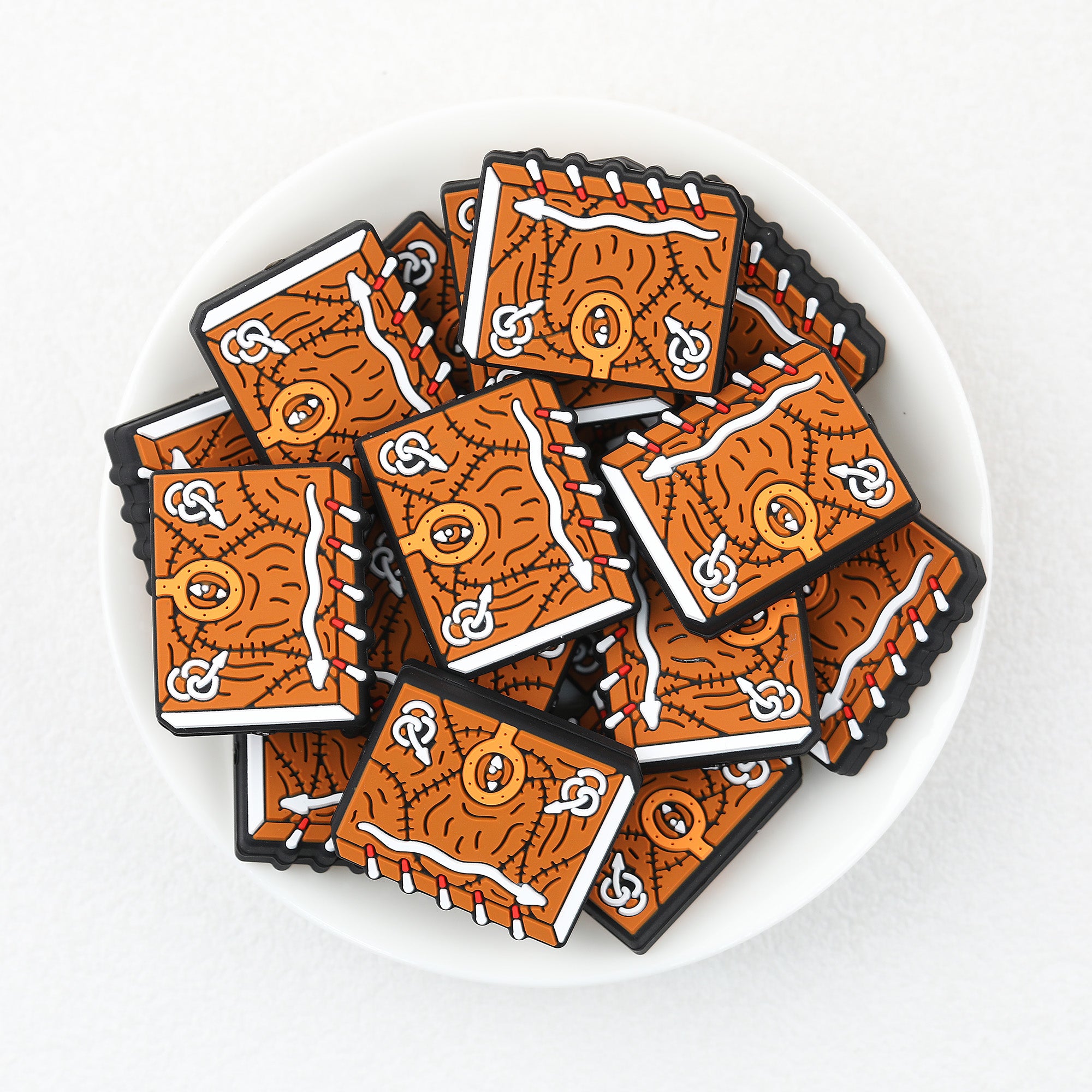 Brown Journal Silicone Focal Beads 20 pcs 2
