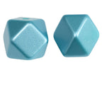 Metallic Hexagon 14mm and 15mm Silicone Beads Glossy Finish 50pcs 22