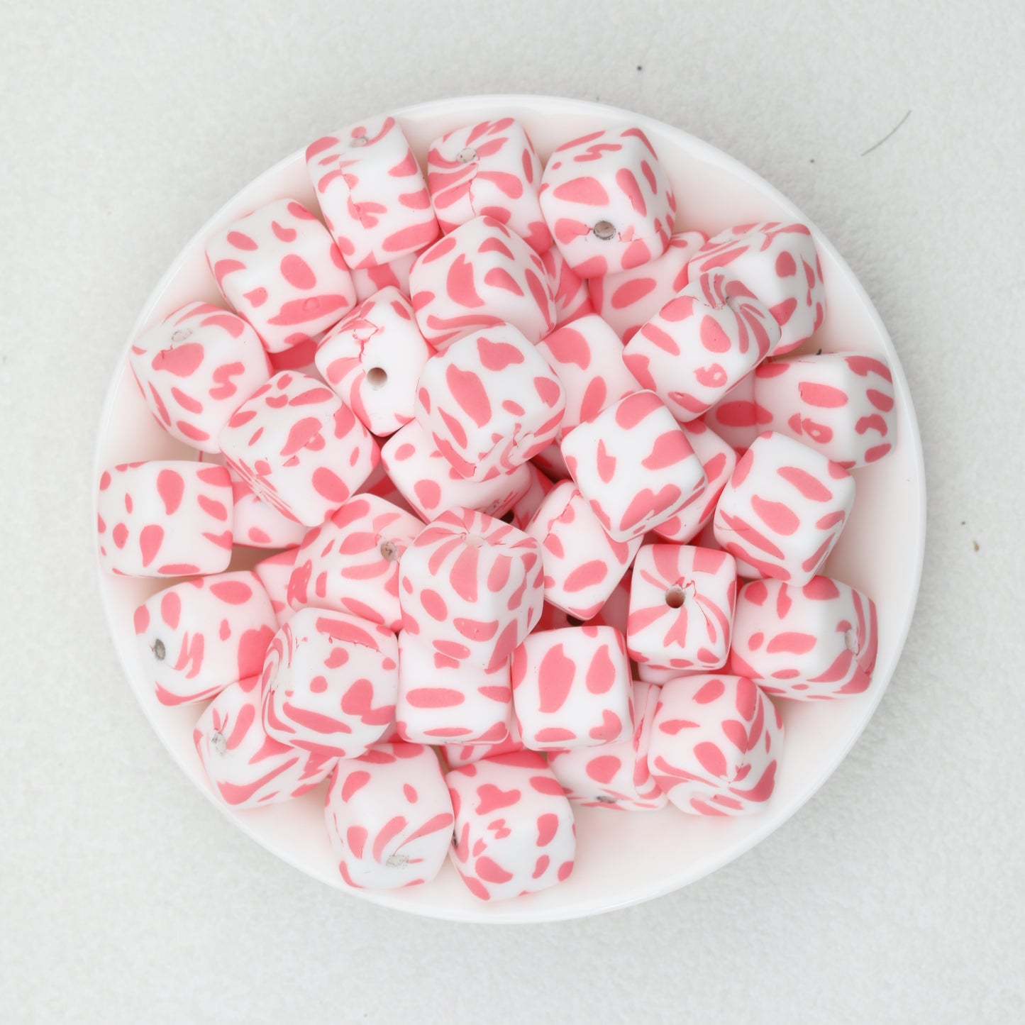 13.5mm Square Leopard Print Silicone Beads 50pcs 2