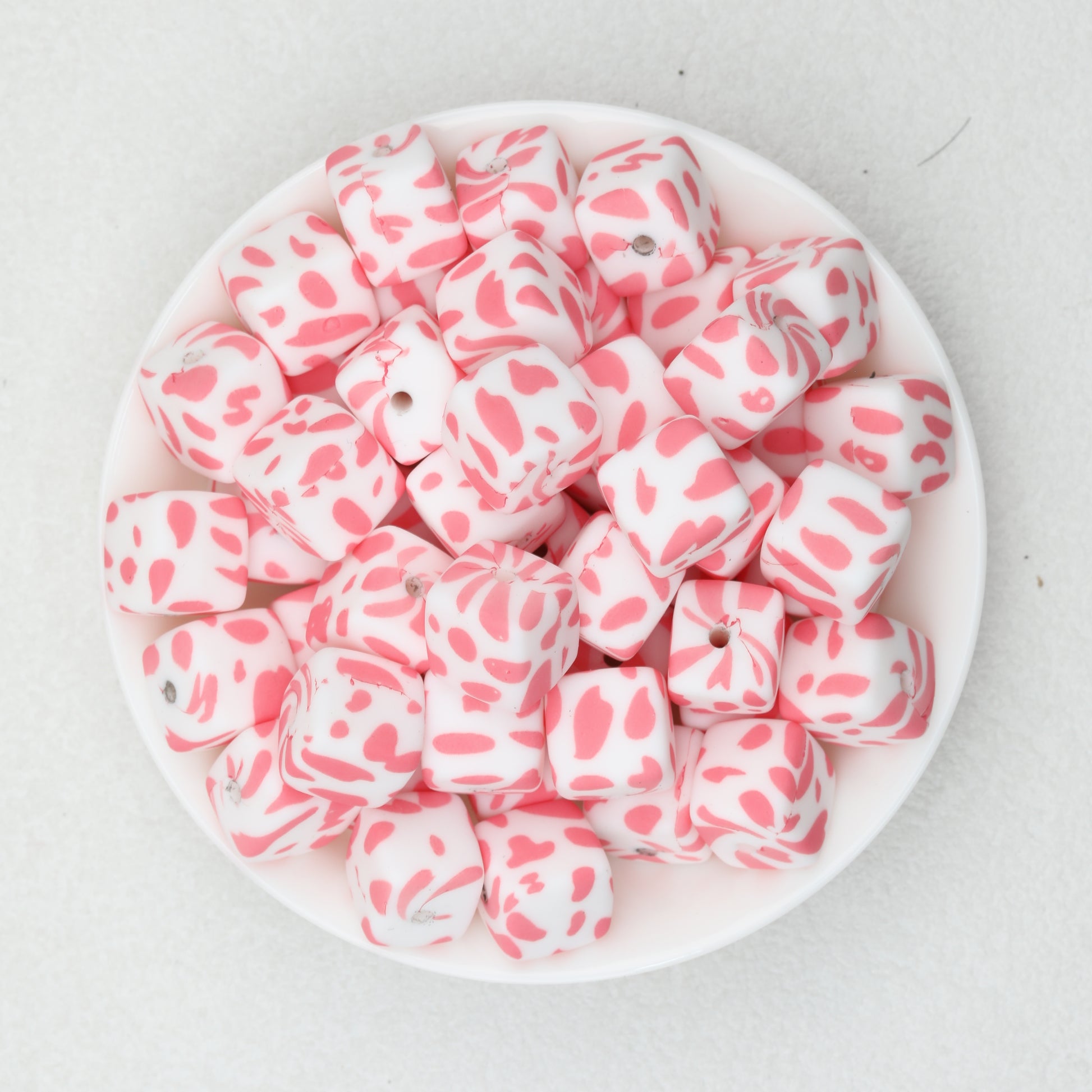 13.5mm Square Leopard Print Silicone Beads 50pcs 2